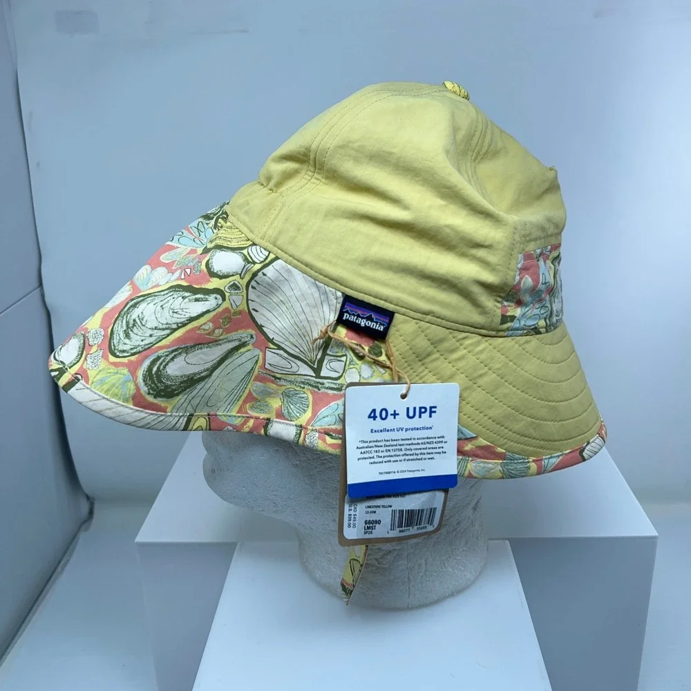 Patagonia Baby 12-24M Yellow Shell Print Block-The-Sun Hat 66090 NWT